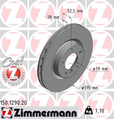 Zimmermann 150.1290.20 - Stabdžių diskas onlydrive.pro