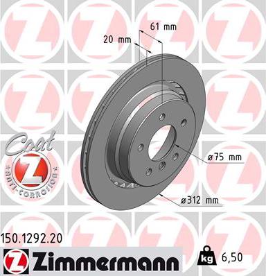 Zimmermann 150.1292.20 - Brake Disc onlydrive.pro