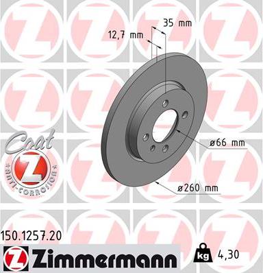 Zimmermann 150.1257.20 - Brake Disc onlydrive.pro