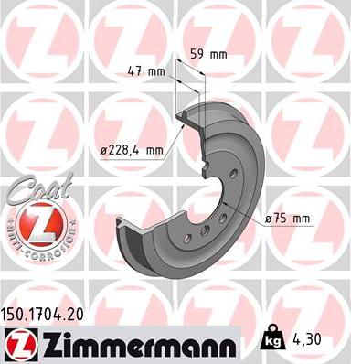 Zimmermann 150.1704.20 - Bremžu trumulis onlydrive.pro