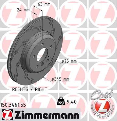 Zimmermann 150.3461.55 - Тормозной диск onlydrive.pro