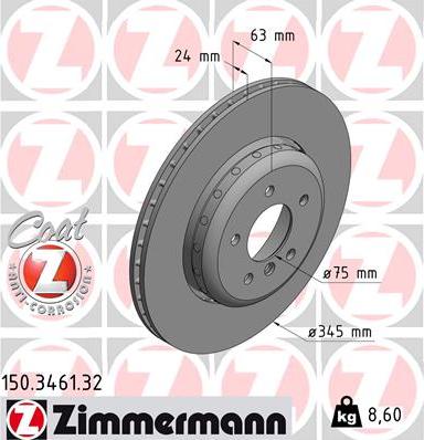 Zimmermann 150.3461.32 - Тормозной диск onlydrive.pro