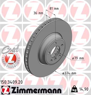 Zimmermann 150.3409.20 - Brake Disc onlydrive.pro