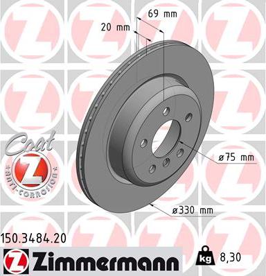 Zimmermann 150.3484.20 - Brake Disc onlydrive.pro