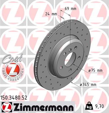 Zimmermann 150.3480.52 - Тормозной диск onlydrive.pro