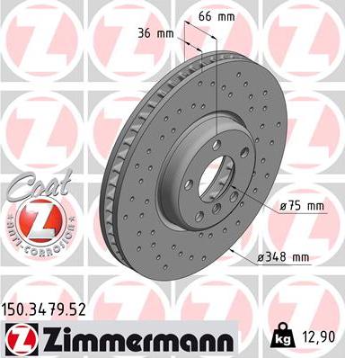 Zimmermann 150.3479.52 - Тормозной диск onlydrive.pro