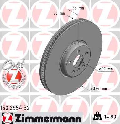 Zimmermann 150.2954.32 - Stabdžių diskas onlydrive.pro