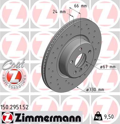 Zimmermann 150.2951.52 - Stabdžių diskas onlydrive.pro