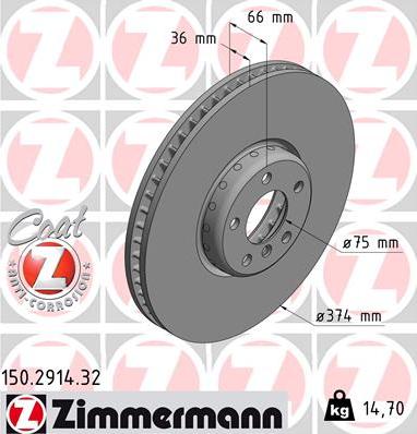 Zimmermann 150.2914.32 - Brake Disc onlydrive.pro