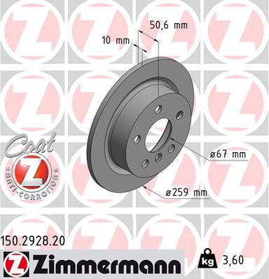 Zimmermann 150.2928.20 - Brake Disc onlydrive.pro