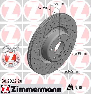 Zimmermann 150.2922.20 - Stabdžių diskas onlydrive.pro