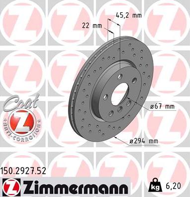 Zimmermann 150.2927.52 - Bremžu diski onlydrive.pro