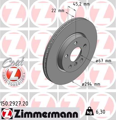 Zimmermann 150.2927.20 - Bremžu diski onlydrive.pro