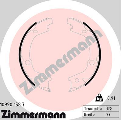 Zimmermann 10990.158.7 - Комплект тормозов, ручник, парковка onlydrive.pro