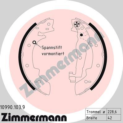 Zimmermann 10990.103.9 - Stabdžių trinkelių komplektas onlydrive.pro