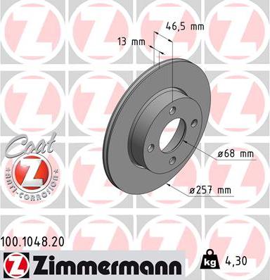 Zimmermann 100.1048.20 - Brake Disc onlydrive.pro