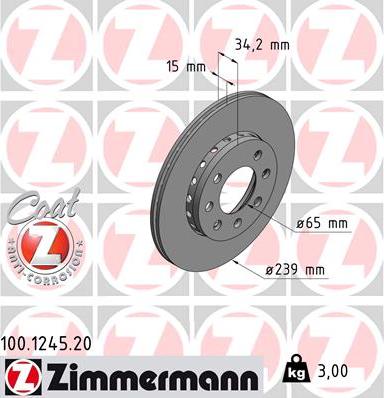 Zimmermann 100.1245.20 - Brake Disc onlydrive.pro