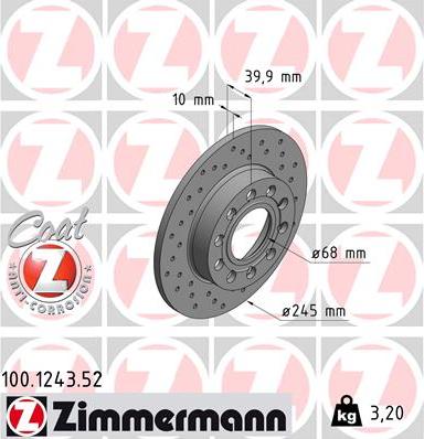 Zimmermann 100.1243.52 - Bremžu diski onlydrive.pro