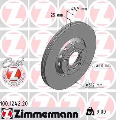 Zimmermann 100.1242.20 - Brake Disc onlydrive.pro