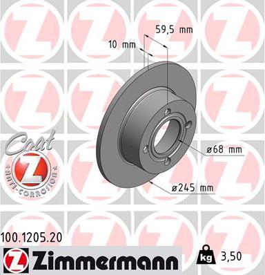 Zimmermann 100.1205.20 - Brake Disc onlydrive.pro