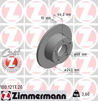 Zimmermann 100.1217.20 - Brake Disc onlydrive.pro