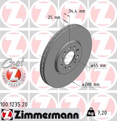 Zimmermann 100.1235.20 - Тормозной диск onlydrive.pro