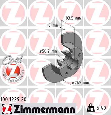 Zimmermann 100.1229.20 - Тормозной диск onlydrive.pro