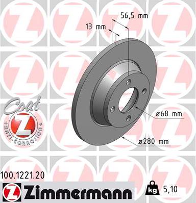 Zimmermann 100.1221.20 - Brake Disc onlydrive.pro