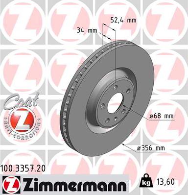 Zimmermann 100.3357.20 - Bremžu diski onlydrive.pro