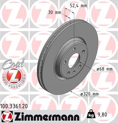 Zimmermann 100.3361.20 - Brake Disc onlydrive.pro