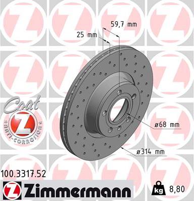 Zimmermann 100.3317.52 - Brake Disc onlydrive.pro