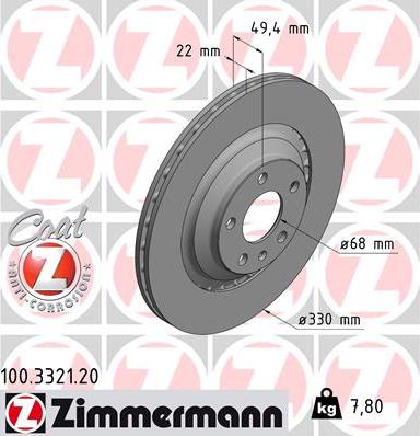 Zimmermann 100.3321.20 - Brake Disc onlydrive.pro