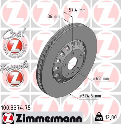 Zimmermann 100.3374.75 - Тормозной диск onlydrive.pro