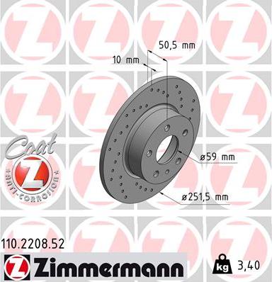 Zimmermann 110.2208.52 - Тормозной диск onlydrive.pro