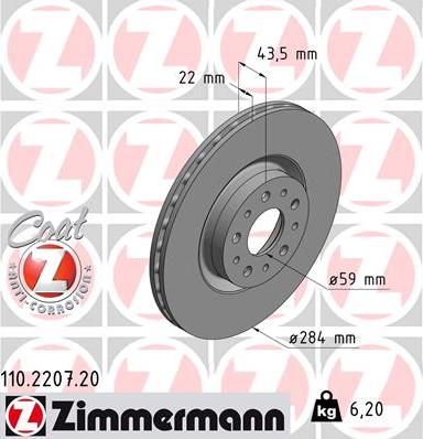 Zimmermann 110.2207.20 - Bremžu diski onlydrive.pro