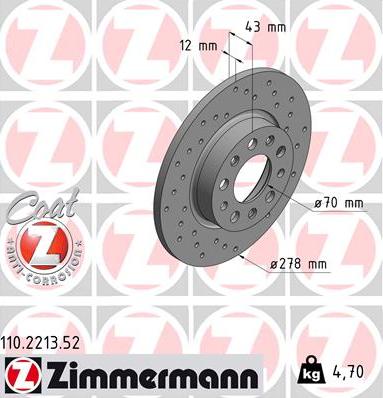 Zimmermann 110.2213.52 - Brake Disc onlydrive.pro