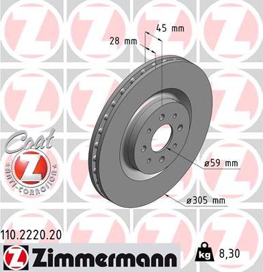 Zimmermann 110.2220.20 - Brake Disc onlydrive.pro