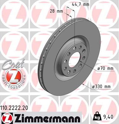 Zimmermann 110.2222.20 - Brake Disc onlydrive.pro