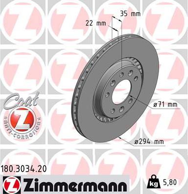 Zimmermann 180.3034.20 - Brake Disc onlydrive.pro