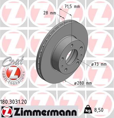 Zimmermann 180.3031.20 - Brake Disc onlydrive.pro