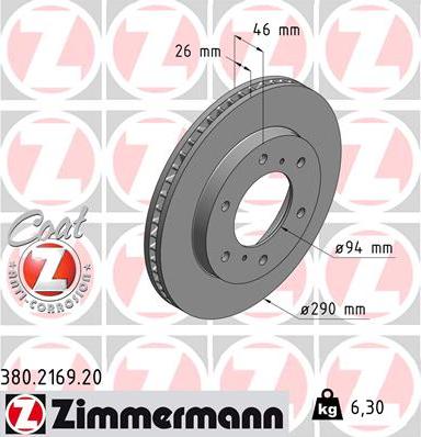 Zimmermann 380.2169.20 - Brake Disc onlydrive.pro
