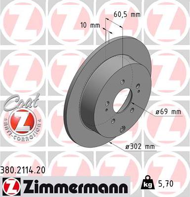 Zimmermann 380.2114.20 - Brake Disc onlydrive.pro