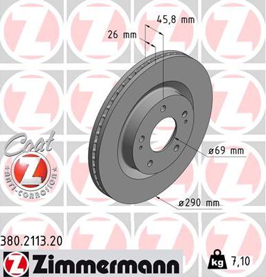 Zimmermann 380.2113.20 - Brake Disc onlydrive.pro