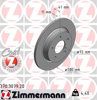 Zimmermann 370.3079.20 - Brake Disc onlydrive.pro