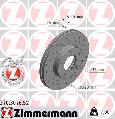 Zimmermann 370.3076.52 - Brake Disc onlydrive.pro