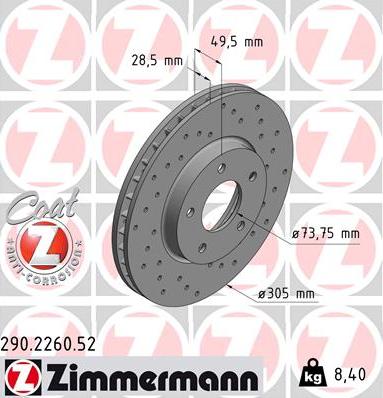 Zimmermann 290.2260.52 - Brake Disc onlydrive.pro