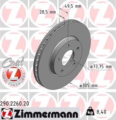 Zimmermann 290.2260.20 - Brake Disc onlydrive.pro