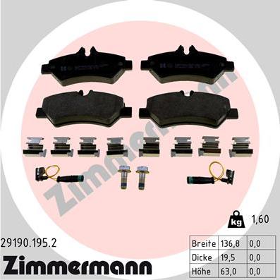 Zimmermann 29190.195.2 - Bremžu uzliku kompl., Disku bremzes onlydrive.pro