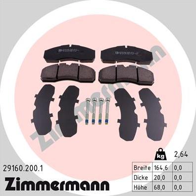 Zimmermann 29160.200.1 - Тормозные колодки, дисковые, комплект onlydrive.pro