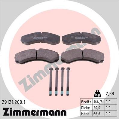 Zimmermann 29121.200.1 - Stabdžių trinkelių rinkinys, diskinis stabdys onlydrive.pro